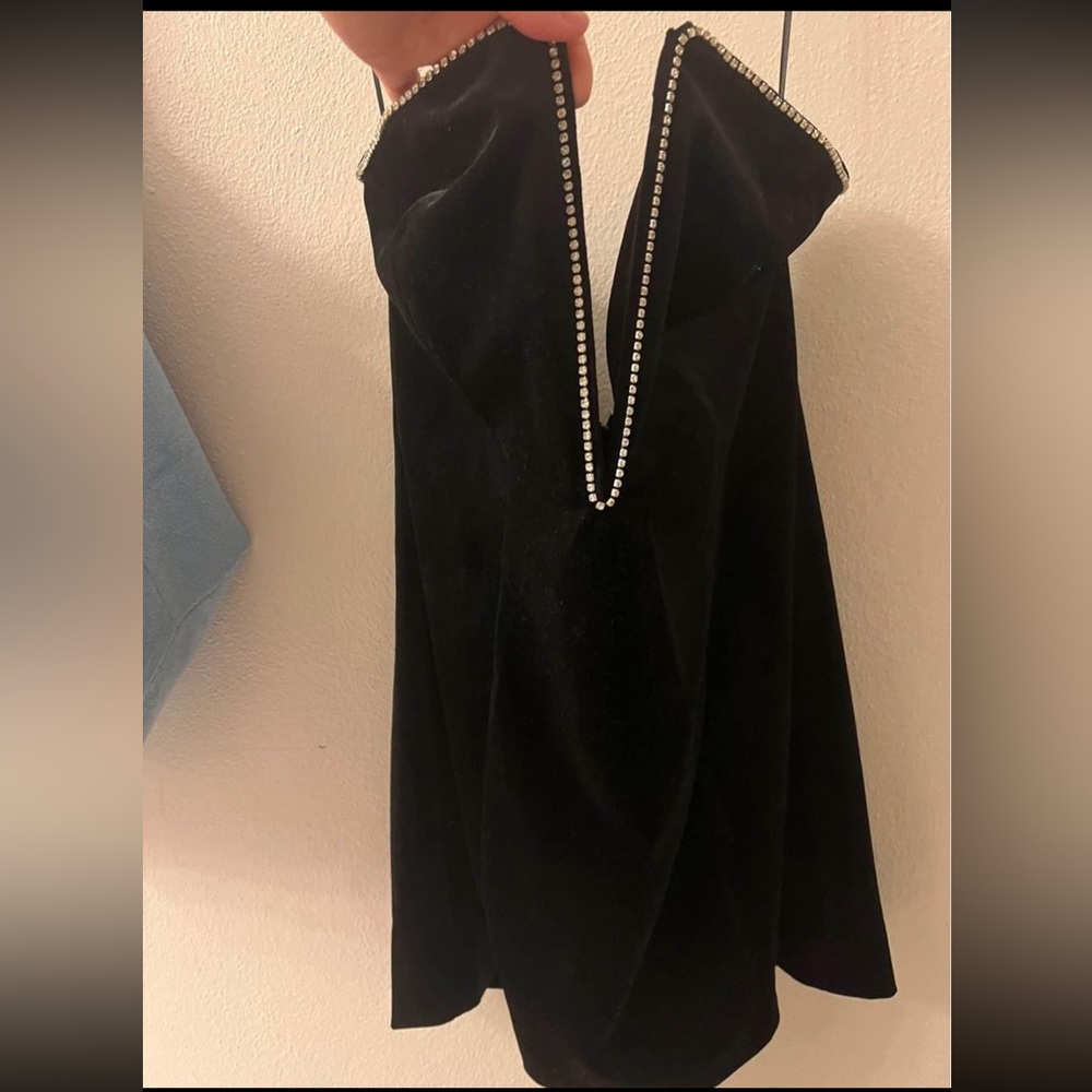 Meshki Black Velvet Strapless Mini Dress - Size XXL